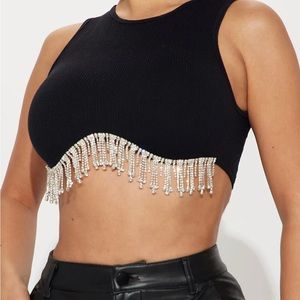 Black Rhinestone Top
